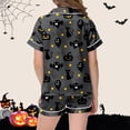 thumbnail image 4 of Weebloom Halloween Girls' Pajama Sets Cute Pumpkin Outfits 2 Piece Set Short Sleeve Button Down Shirt Shorts Casual Elastic Waist Tween Sleepwear Nightwear Pjs Loungewear Grey 10-11 Years, 4 of 5