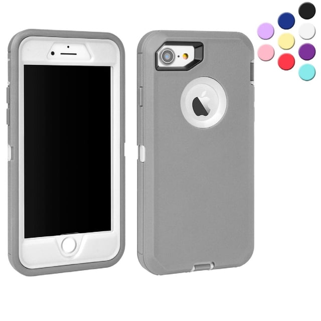 Entronix Funda Resistente para iPhone 7/8, Triple Capa, Resistente a Golpes y con Protección contra Caídas, Color Gris