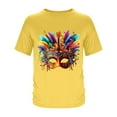thumbnail image 4 of LpwkSSA Men Casual Round Neck Printing Pullover Fitness Sports Shorts Sleeves T Shirt Blouse Yellow L, 4 of 5