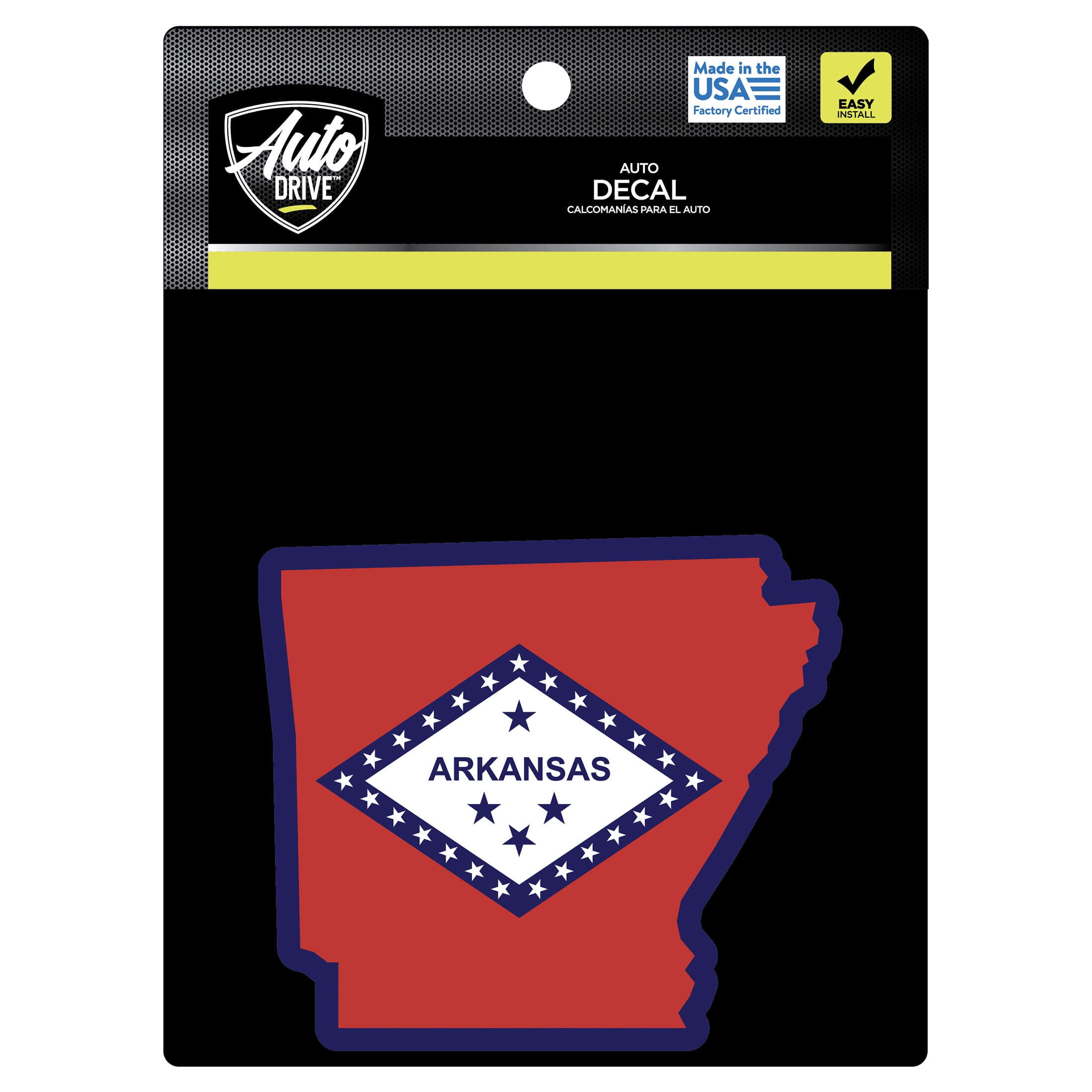 (2 pack) Auto Drive Arkansas State Vinyl Automotive Decal, Multicolor, 4.25” x 4”