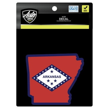 Auto Drive Arkansas State Vinyl Automotive Decal, Multicolor, 4.25” x 4”, 45164, 1 Piece