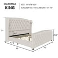thumbnail image 2 of VanAcc California King Size Platform Bed Frame, Velvet Upholstered Bed with Deep Button Tufted & Nailhead Trim Wingback Headboard, Cream, 2 of 7