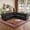 Black + PU Leather + 5 Seat, variant on Sectional Sofa Couch for Living Room, L Shaped Reversible Modern Chesterfield Sofa with Rolled Arms and Nailhead, 5 Seat Tufted Couch for Small or Large Space(Dark Brown) PU Leather