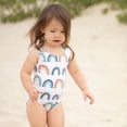 thumbnail image 2 of ZQUUVOU Toddler Girls One Piece Swimsuit Cute Print Sleeveless Ruffle Strap Swimsuit Sun Protection Bathing Suits White, 2 of 9