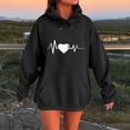 thumbnail image 4 of SwiftWear Women's Long Heartbeat Print Hooded Sweatshirt Oversized Love Graphic Pullover Hoodie with Kangaroo Pocket, Soft Fall Winter Loungewear Black, 4 of 4