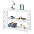thumbnail image 5 of Alden Design 3 Tier Wooden X-Design Console Table with Storage Shelves, White, 5 of 7
