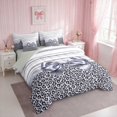 thumbnail image 3 of Erosebridal Leopard Satin Bow Ribbon King Bedding for Girls, Cheetah Animal Print Lace King Bed in a Bag, Gray Reversible 7pcs, 3 of 6