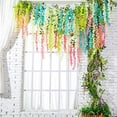 thumbnail image 2 of 12 piezas 3.6 'Seda artificial Wisteria Vine Ratta Colgante Flor Guirnalda Cuerda Fiesta en casa Boda Decoración Rosa brillar Electrónica, 2 of 5