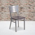 thumbnail image 4 of HERCULES Series Silver Slat Back Metal Restaurant Chair - Cherry Wood Seat, 4 of 6