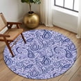 thumbnail image 2 of Round Rug 6Ft Washable Non-Slip, Purple Navy Blue Circle Area Rugs for Living Room Bedroom, Retro Botanical Abstract Art Indoor Floor Mats Carpet Runner for Home Decor Aesthetic, 2 of 8