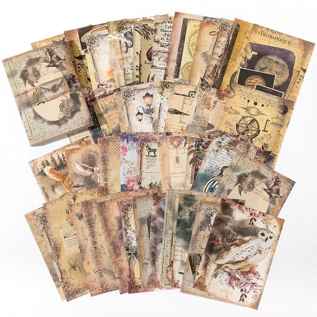 100pcs Lightweight Paper Material Paper, 6.89inch(6.9In)*4.72inch(4.7In) Space Planet Retro Hand Letter Art Oil Painting Collage Hand Account Decoration
