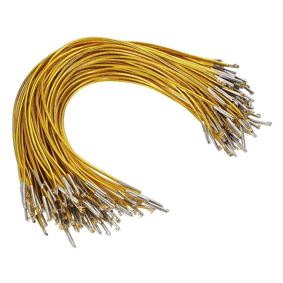 Uxcell Elastic Barbed Cord 9.8 Inch / 250 mm, 2mm Loop Stretch Round String with Metal Barb Fasteners Gold 100 Pcs