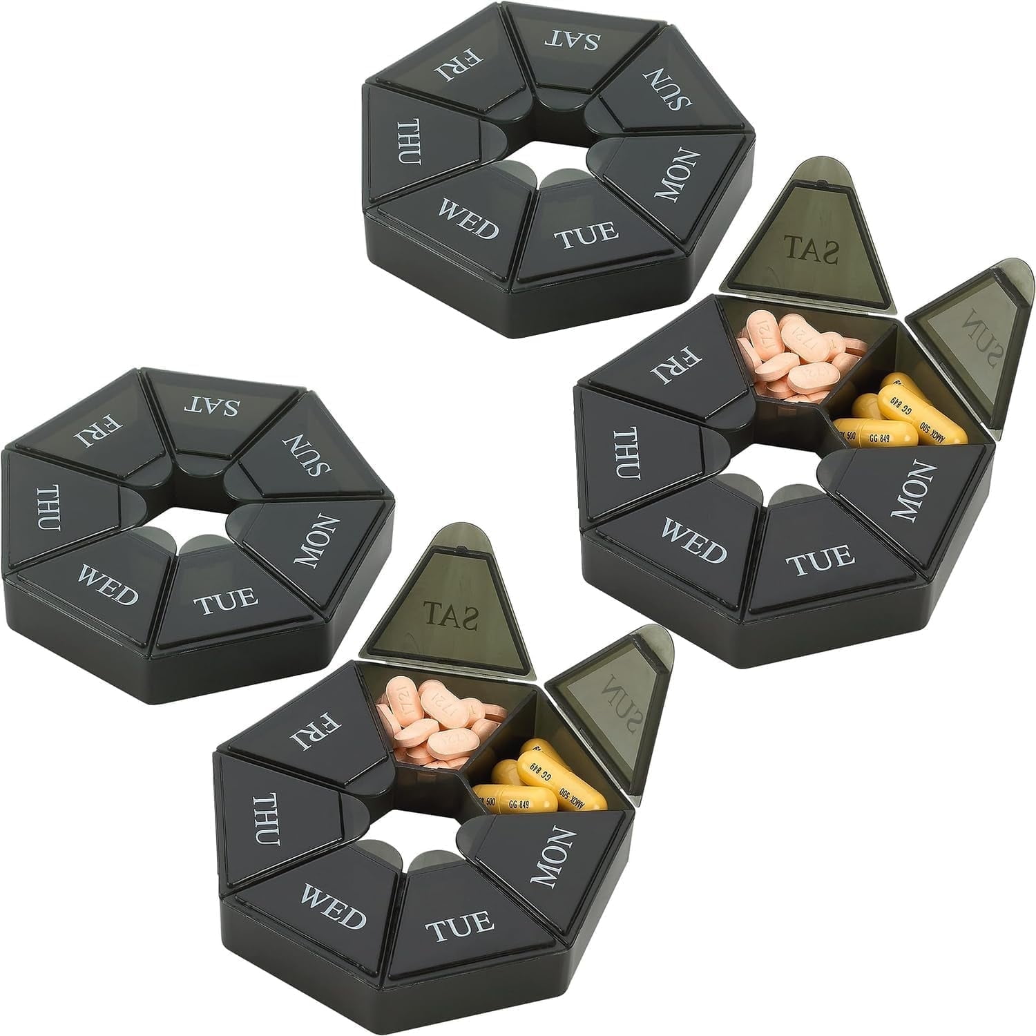 MEDca Weekly Pill Organizer - 4 Pack 7-Day Portable Case