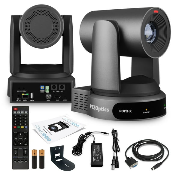 PTZOptics Move 4K SDI/HDMI/USB/IP PTZ Camera with 30x Optical Zoom (Gray) (PT30X-4K-GY-G3)   Universal Wall Mount (Black)