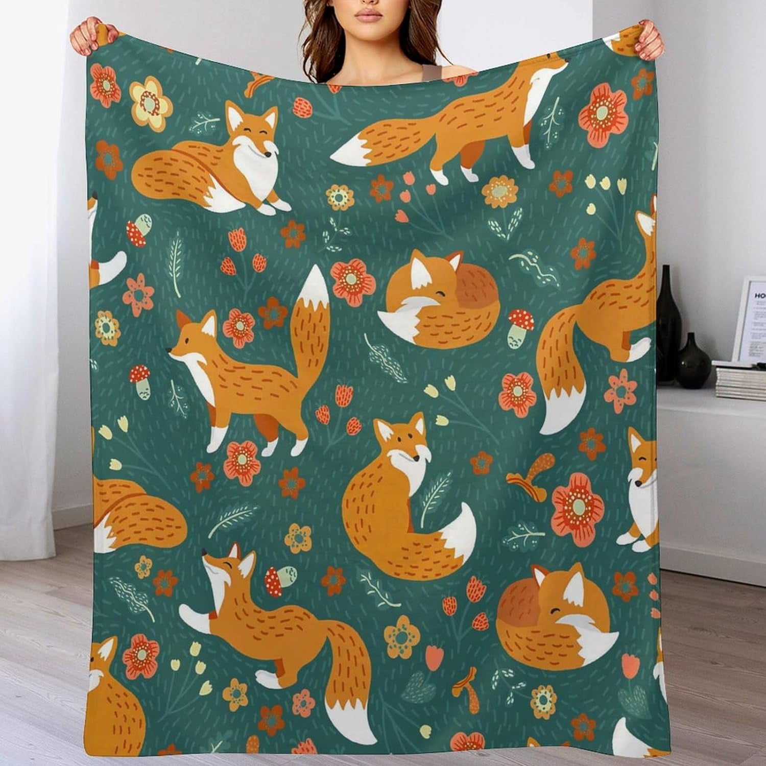 Fox Blanket Fox Gifts for Girls Women Foxes Throw Blanket for Kids Adults Soft Warm Cozy Fleece Blanket for Couch Sofa \u200bBed 60"x80"