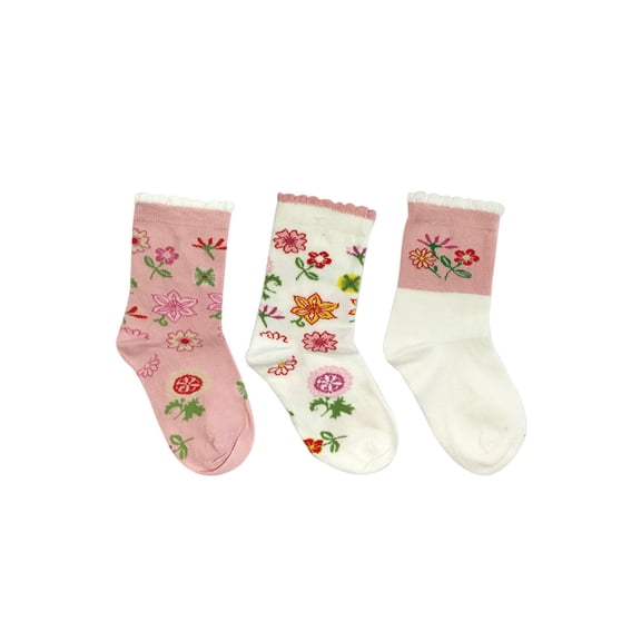 Wrapables® Pink Flower Girl Socks for Baby (Set of 3)