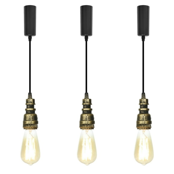 Kiven H-Type Track Lighting, 3-Light Industrial Halo Track Pendant Light, Steampunk Style Track Light Pedant Adjustable Length for Bedroom Kitchen Shop Home Cafe,Bronze Finish