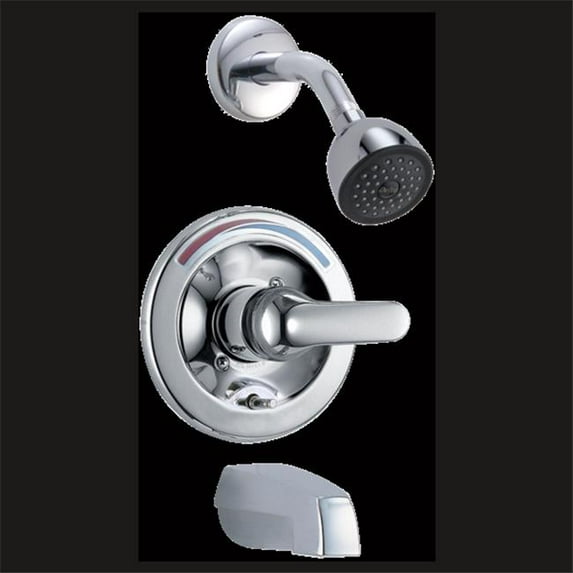 Chrome Single Handle Tub & Shower Valve Trim with Push Button Diverter & Metal Lever Handle