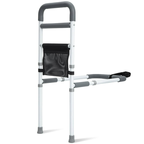 YrHeiper Bed Rails for Elderly Adults Safety - Adjustable Bed Assist Rail for Seniors Fall Prevention with Support Leg, Bedside Grab Bar Cane with Storage Pocket, Fits King, Queen, Full, Twin Bed