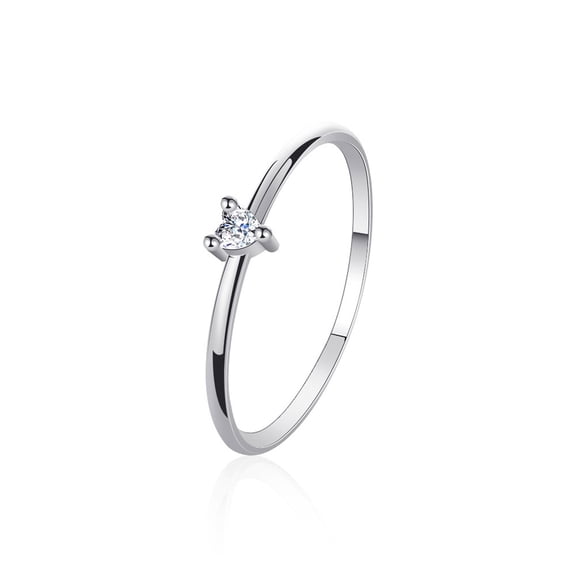 Wioihee Heart-shaped Ring Women's Inlaid Zircon Heart-shaped Thin Ring Valentine's Day gift