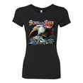 thumbnail image 2 of Born To Be Free Blad Eagle and American Flag Cars and Trucks Womens Slim Fit Junior Tee, Black, Large, 2 of 3