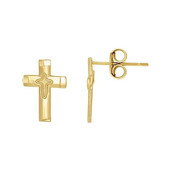 10k Two tone Gold Mens Dc Cross Religious Stud Earrings Earring for Men - .9 Grams