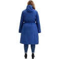 thumbnail image 4 of Abrigos de trench para mujer de tallas grandes GRACE & GRANDEUR, chaqueta cortavientos con capucha, cremallera y cintura ajustable, exterior con bolsillos, 2X azul marino, 4 of 4