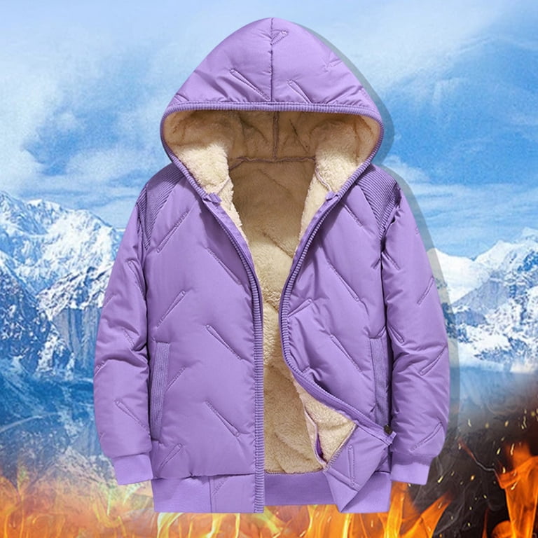 Teens Winter Coats Hooded Puffer Jacket Boys Purple Jacket Zipper