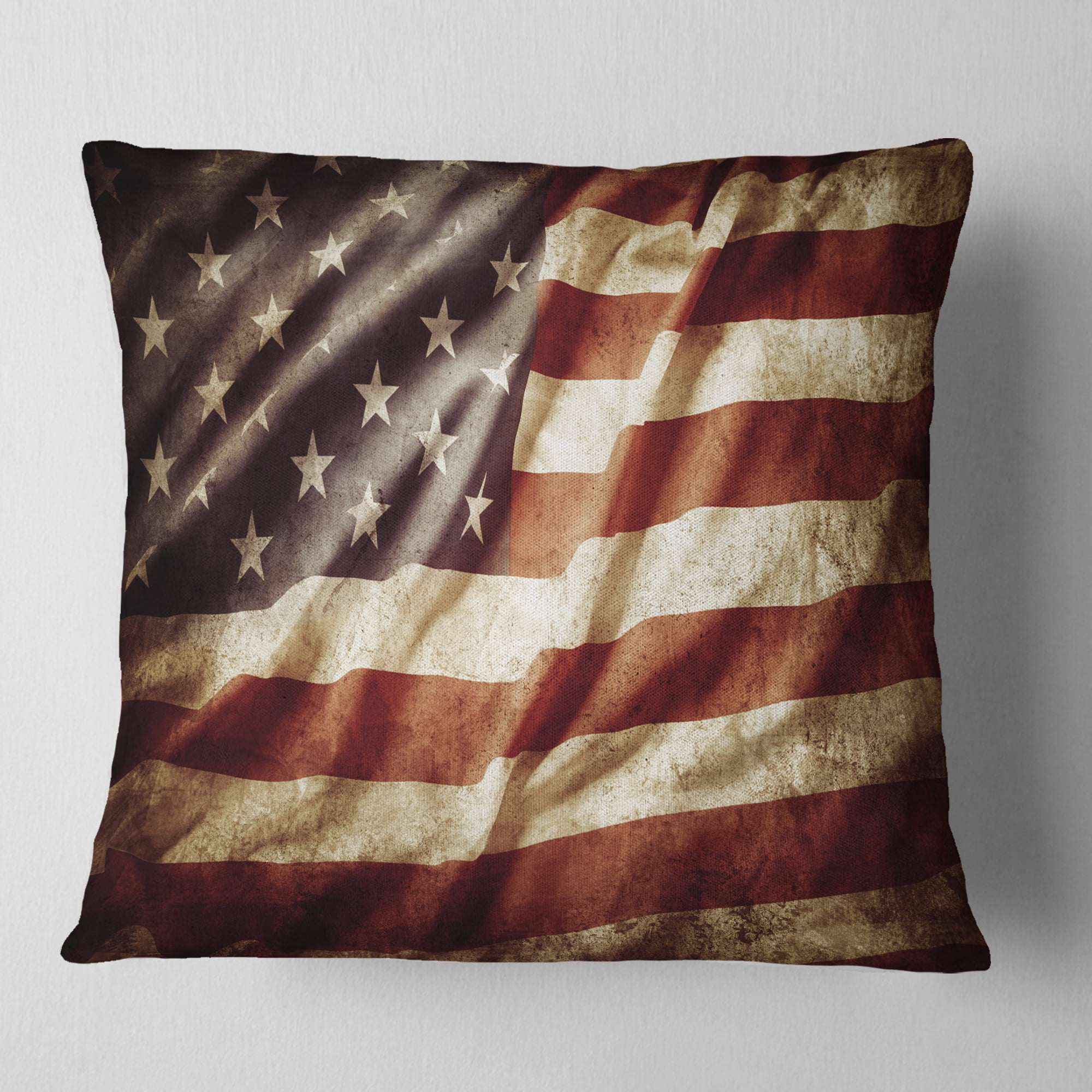 Designart American Flag - Contemporary Throw Pillow - 18x18