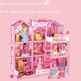 thumbnail image 5 of Casa de juegos para niños, casa de muñecas para niñas, princesa Villa, castillo con luces, juguete ensamblado, regalo de cumpleaños, 5 of 5
