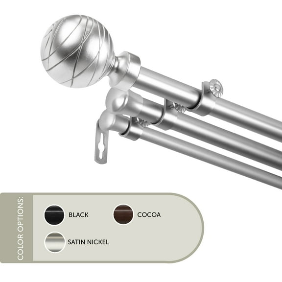 13/16 inch Lynn Triple Curtain Rod 48-84" - Satin Nickel
