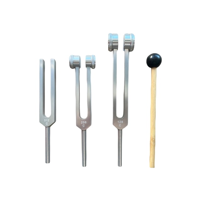Tenedores de afinación Feqsky Sound Therapy (128 Hz, 256 Hz, 512 Hz), color plateado