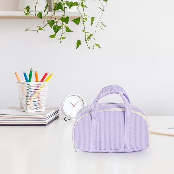 Corduroy Lunch Box Lunch Bag for Women Men, Cute Insulated Reusable Work Leakproof Simple Lunch Boxes Tote Bag (1PC, Purple)