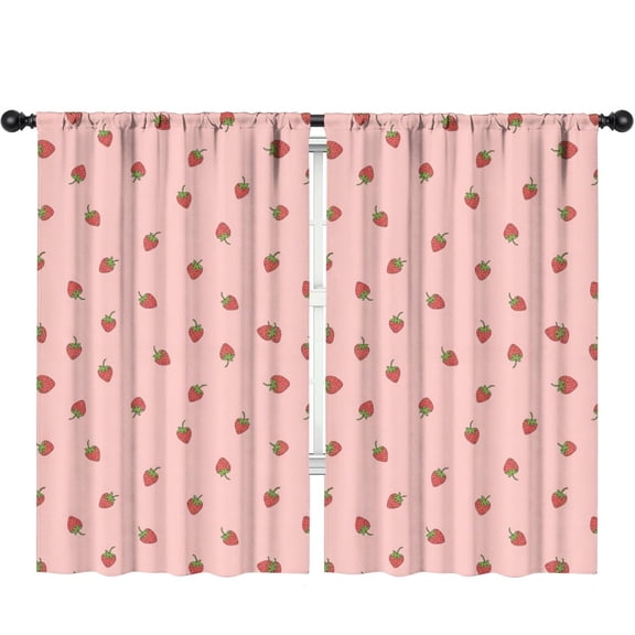 Blackout Kids Curtains,Strawberry and Dot Pink Pattern Children's Insulated Curtains Set Of 2,Bedroom Essentials,Toddler Room Decor 52"x84"