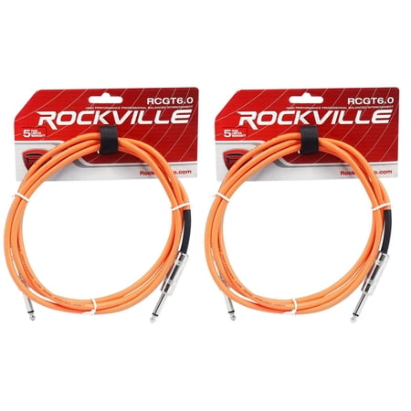 2 Rockville RCGT6.0O 6' 1/4" TS to 1/4'' TS Guitar/Instrument Cable