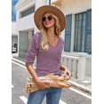 thumbnail image 4 of FUNING Womens Sweaters Fall 2025 Long Sleeve Knit Pullover V Neck Lightweight Crochet Sweater Tops Dressy Casual, 4 of 6