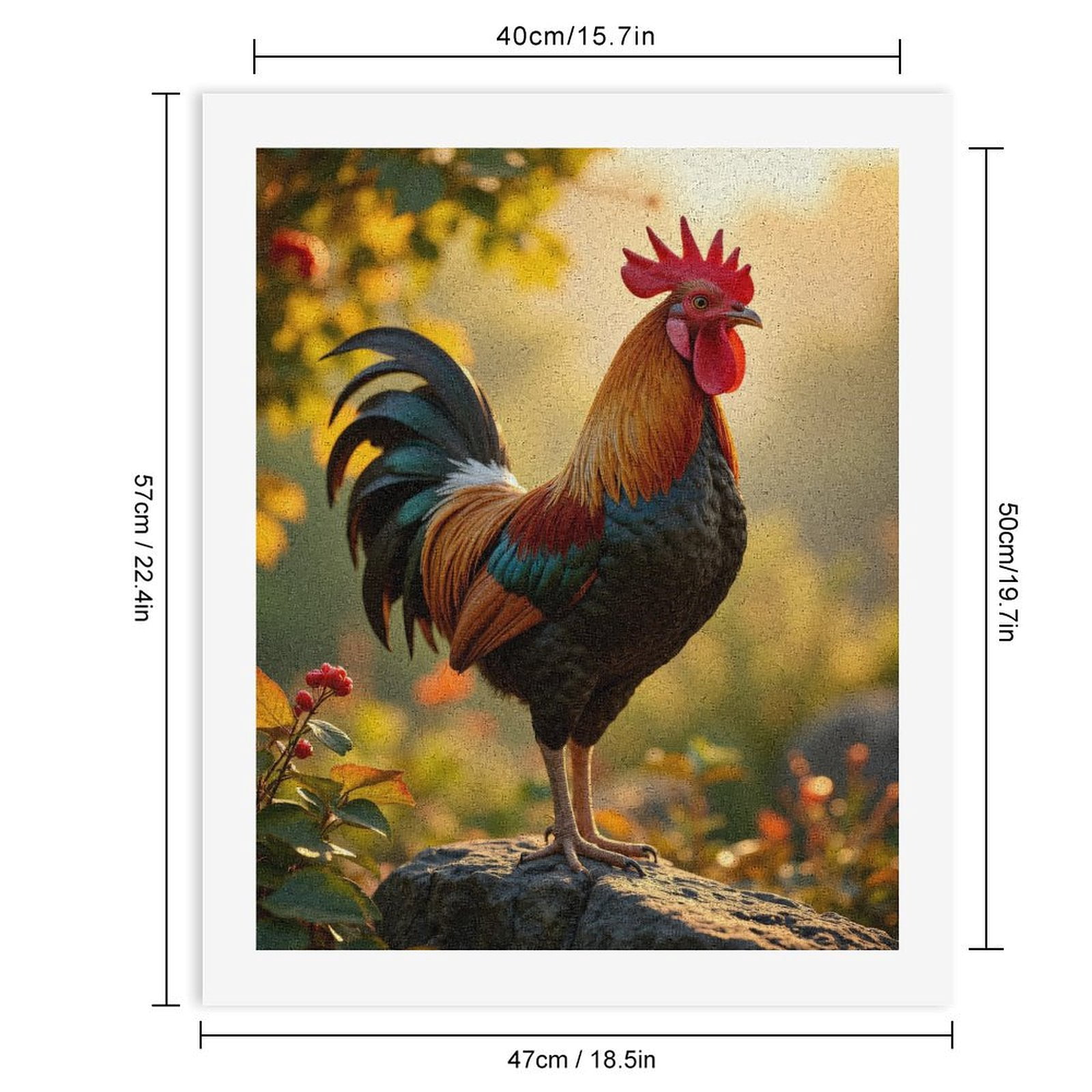 Paint by Numbers Kit for Adults, Rooster Morning Sunlight Rock Nature Paint by Numbers, Easy Paint by Numbers Kit for Adults Beginner, DIY Adult Paint by Number Kits on Canvas, Home Decor