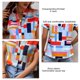 thumbnail image 5 of Blusa de verano con estampado gráfico y manga corta con cuello en V y ajuste holgado para mujer, 5 of 6