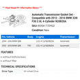 thumbnail image 2 of Automatic Transmission Gasket Set - Compatible with 2012 - 2016 BMW 328i F30 2.0L 4-Cylinder N20B20A 2013 2014 2015, 2 of 2