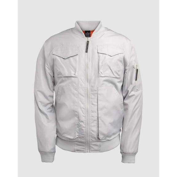 Men's Obadiah Microfiber Utility Bomber Jacket - Light Gray, Small
