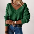 thumbnail image 2 of Aoochasliy Womens Sweaters Pullover Clearance V-neck Loose Pullover Solid Color Sweater Tops, 2 of 9