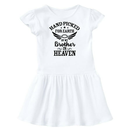 

Inktastic Handpicked for Earth By My Brother in Heaven Angel Wings Gift Toddler Girl Dress