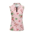thumbnail image 5 of Yuyamidu Candy Canes Golf Shirt for Women Pink Christmas Sleeveless 1/4 Zip Up Golf Shirt Tank Tops Bow Athletic Shirts Size XL, 5 of 8