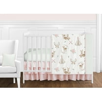 Sweet Jojo Designs Deer Floral Pink Taupe and Green 11 Piece Crib Bedding Set