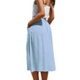 thumbnail image 4 of Women's Casual Pocket A-Line Mid-Length Skirt - High Waisted Loose Fit Skirt with Side Pockets for Work, School, and Everyday Comfort,Light Blue S, 4 of 5