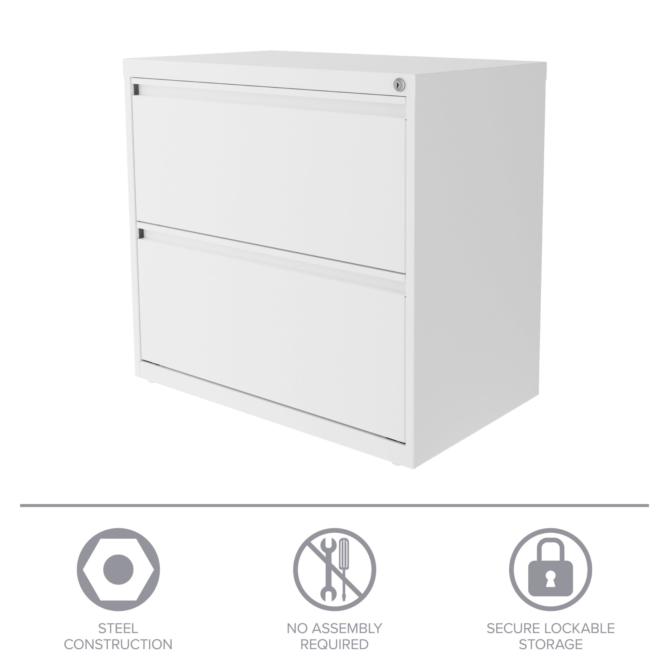 Hirsh 30 inch Wide 2 Drawer Lateral 101 File Cabinet for Home or Office, White