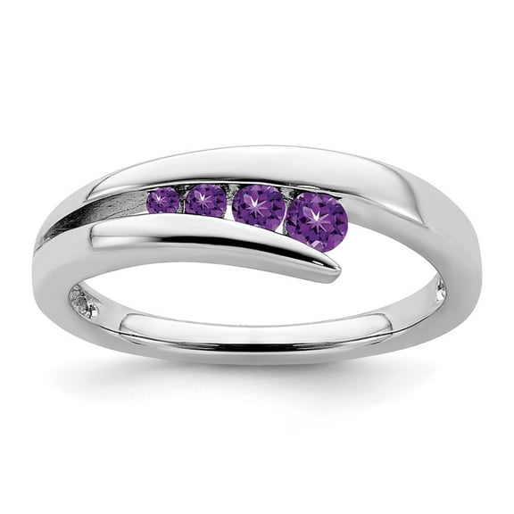 Auriga Fine Jewelry 14K White Gold Amethyst 4-stone Ring for Women Size- 7