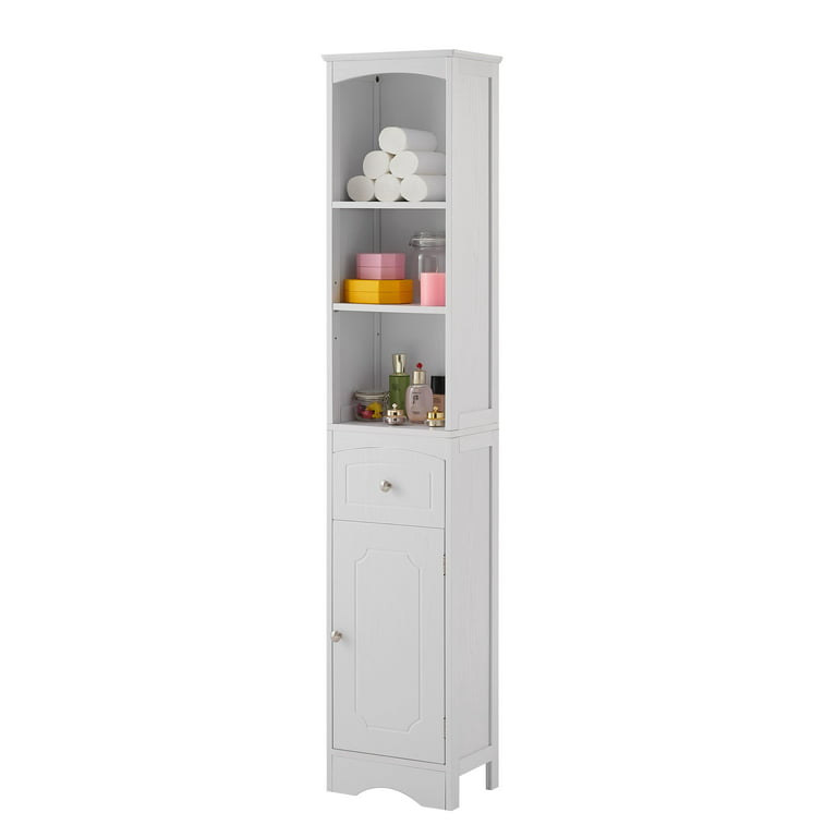 Ktaxon Freestanding Tall Bathroom Storage Cabinet Linen Tower with Drawer,  Door, Open and Concealed Shelves for Living Room Laundry room Bedroom