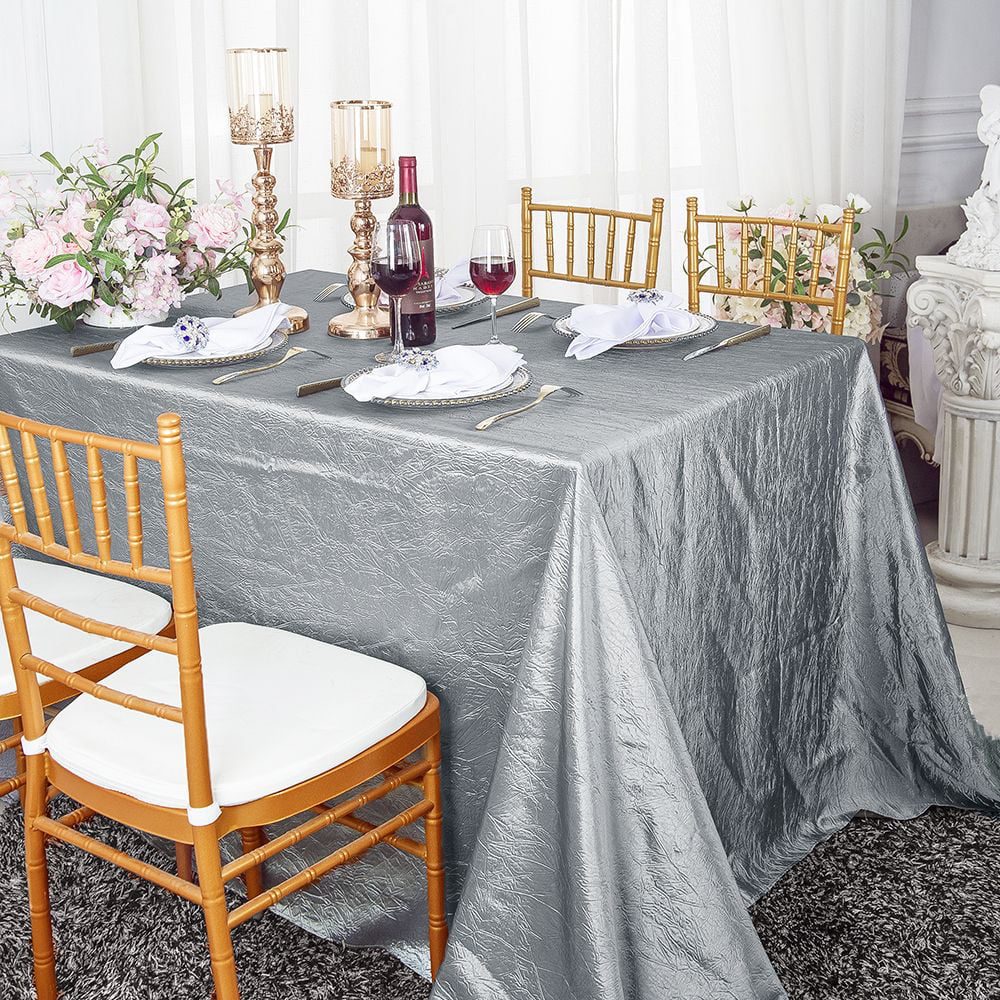 Taffeta Crinkle Round Seamless Tablecloth~Wedding~NEW 90x132 in 
