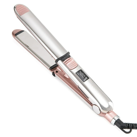Rozamor Plancha De Pelo Profesional De Hierro Plano, Alisado De Cabello Iónico De Titanio, Herramientas Para El Cabello De Calentamiento Rápido, Rizador De Plancha De Cabello De Doble Voltaje Rosa 2 E
